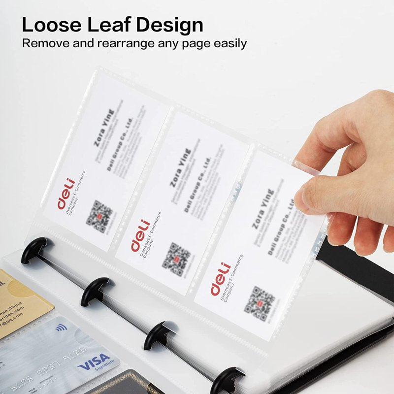 Business Card Book Organizer Portable Card Holder Fits 180 Cards Black