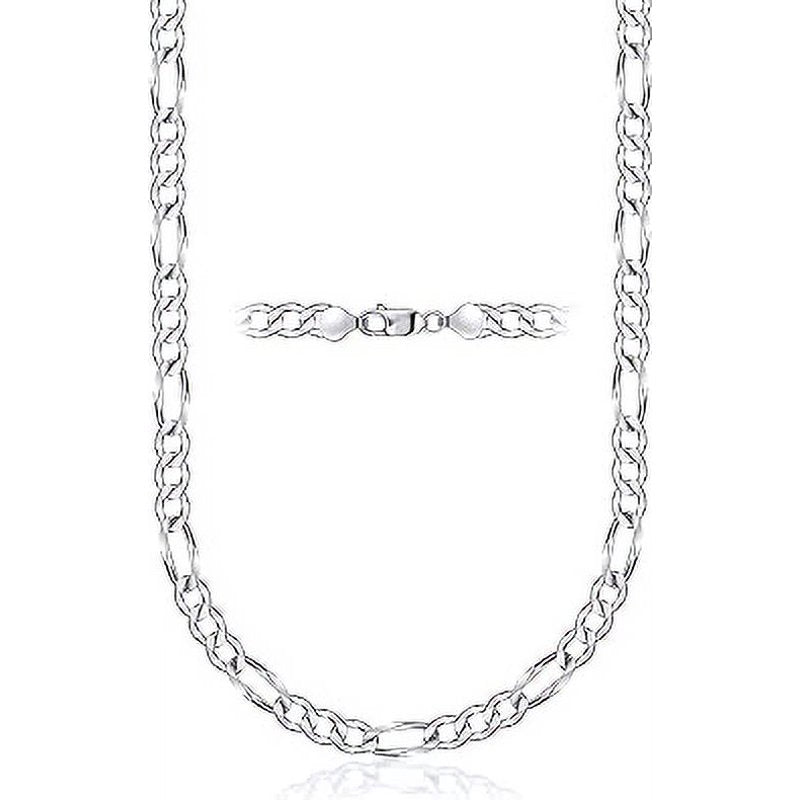Sterling Silver Figaro Chain Necklace for Men & Women - Made in Italy