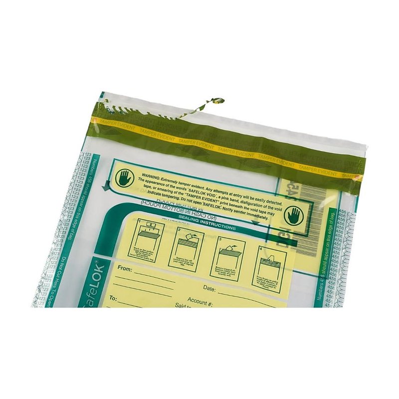Tamper-Evident Deposit Bags 9x12 Clear Pack of 100 Secure Bank Storage
