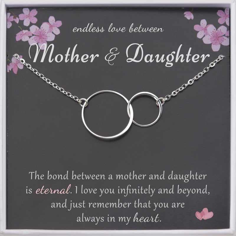 Mother & Daughter Necklace Sterling Silver Gift for Mothers Day or Birthday