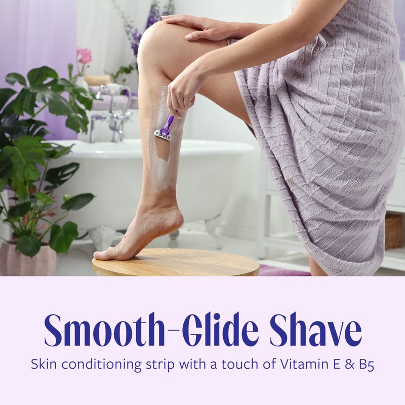 Disposable Women's Razor Set - Exotic Violet Blooms 4-Blade, Multipack
