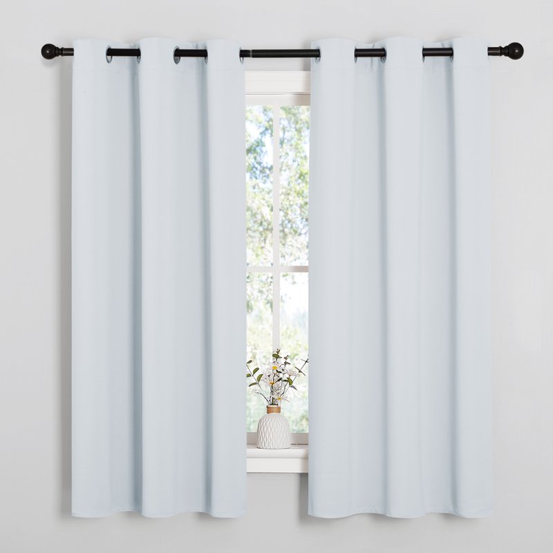 Blackout Curtains 45 Inch Length Set of 2 - Thermal, Noise-Reducing Window Drapes
