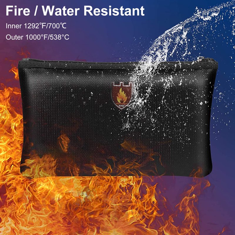 Fireproof Waterproof Document Bag Set - 8.2x4.7 Inch Safe Storage Pouches for Cash, Passports, Jewelry