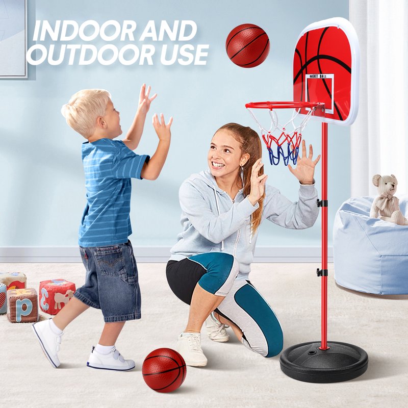 Kids Indoor & Outdoor Adjustable Basketball Hoop Set - Portable 2.8-5 FT