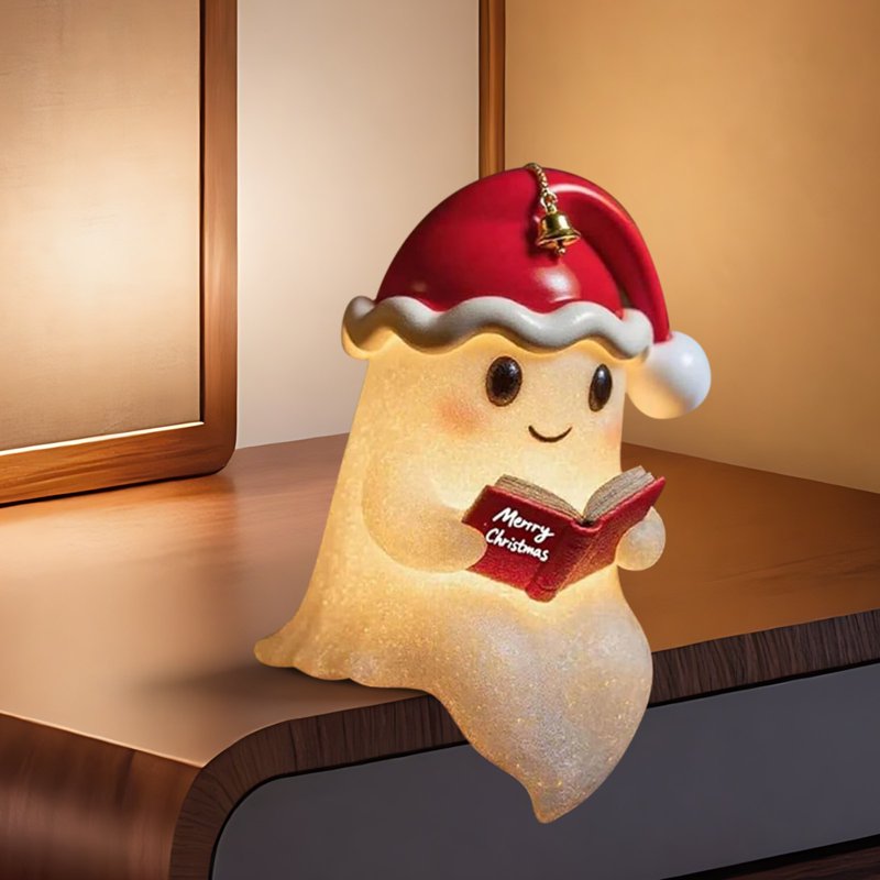 Cute Ghost Reading Book Lamp - Christmas Night Light & Indoor Decor
