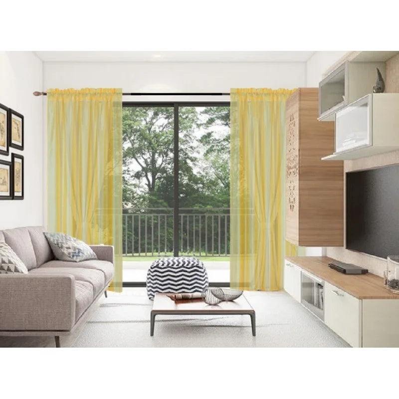 Semi-Sheer Faux Silk Window Curtains Set - Light Filtering & Privacy, 84 Inch Length