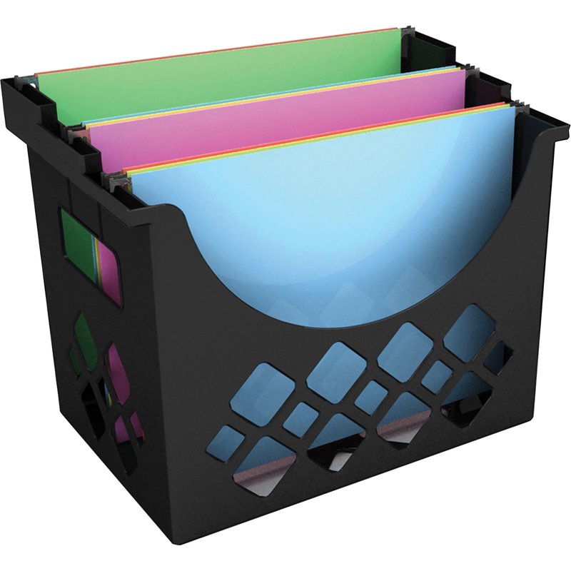 Hanging File Holder with 3 Compartments - Recycled Plastic, Black, 9.6x8.5x13.25 Inches
