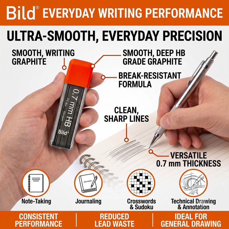 Bulk 1200 HB #2 Mechanical Pencil Lead Refills - Universal 0.7mm Set