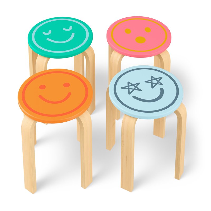 Kids Play Table and Chair Set with Chalkboard & Storage - Multi & White