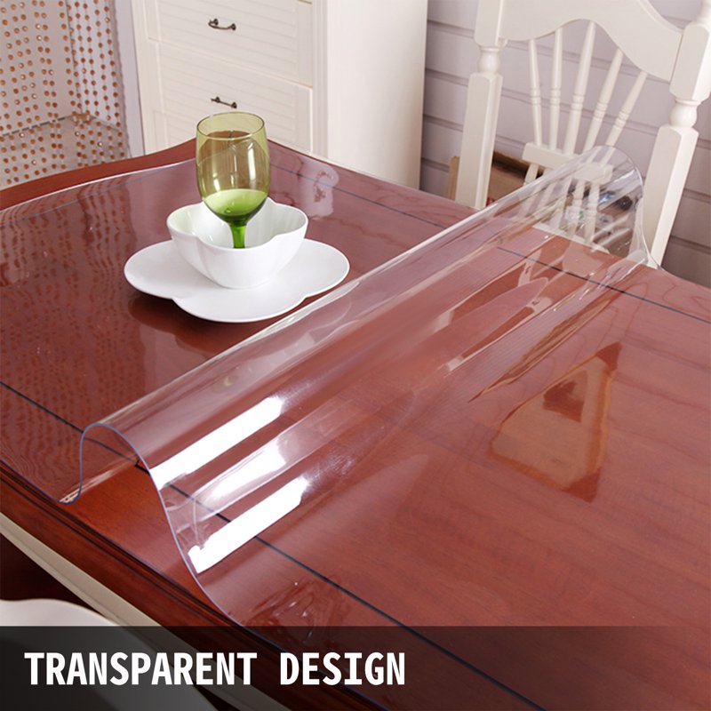 Clear PVC Table Cover Protector 90 x 44 Inch, 1.5mm Thick Waterproof & Heat-Resistant