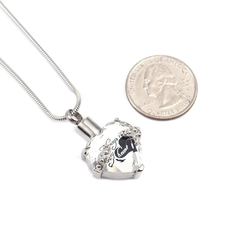 Heart Cremation Necklace for Ashes - Memorial Pendant with Free Fill Kit