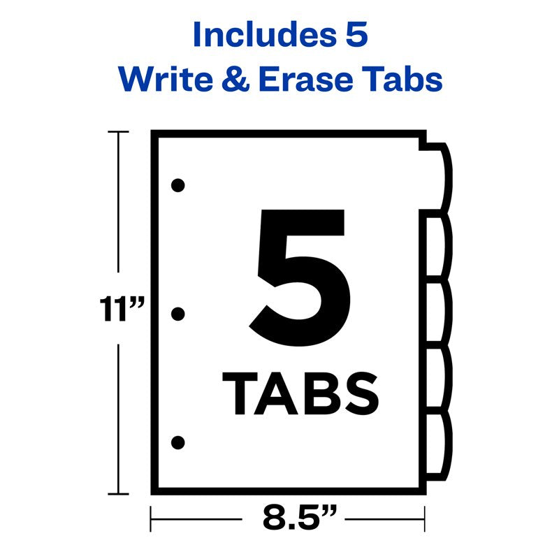 Reusable Write & Erase Plastic Dividers with Big Tabs - Multi-Color Set