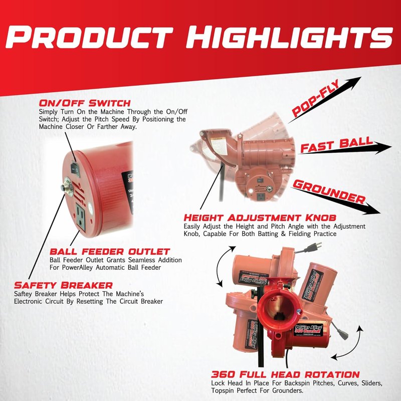Baseball Pitching Machine with Adjustable Speed & Fielding Practice