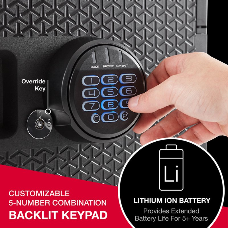 Fireproof Waterproof Security Safe with Digital Keypad 0.82 Cu Ft Black