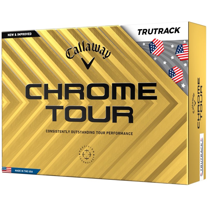 (2 Pack) Callaway Chrome Tour 360 TruTrack Golf Balls - 12 Pack, 2024 Yellow Stripe Alignment, USA