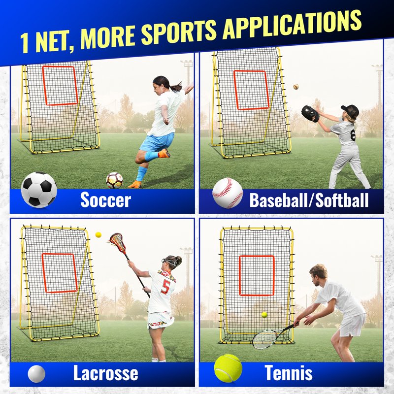 7x4 FT Volleyball Rebounder Net with 5 Adjustable Angles - Practice Equipment