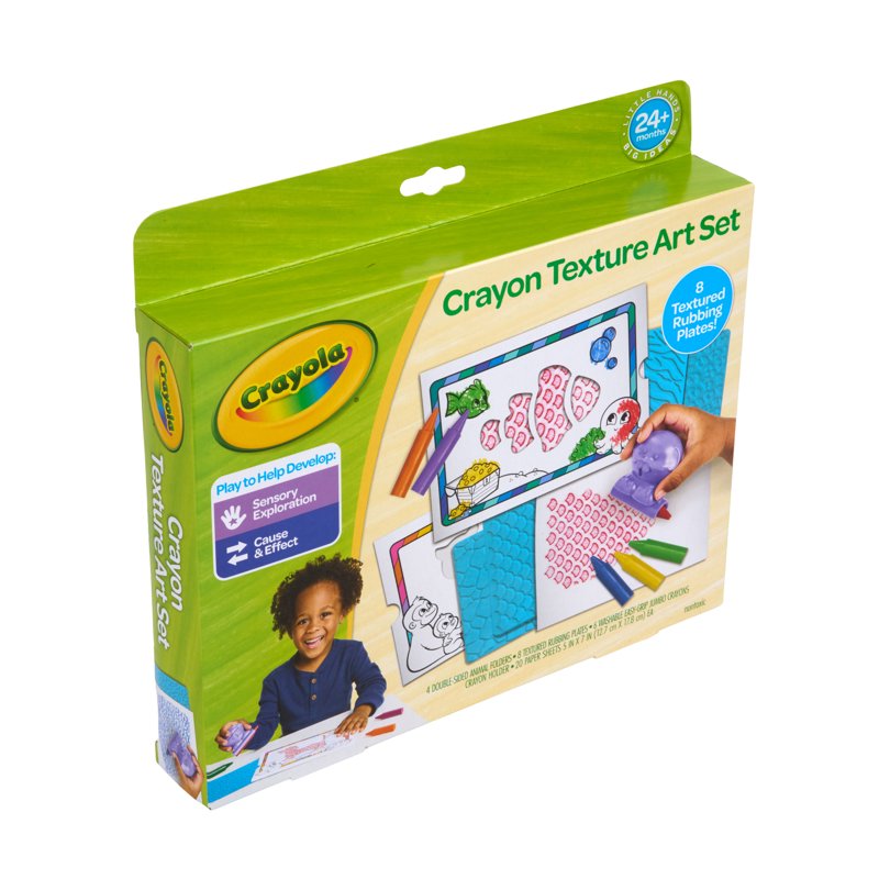 Kids Texture Art Kit with Jumbo Crayons & Rubbing Plates - Toddler Creative Set
