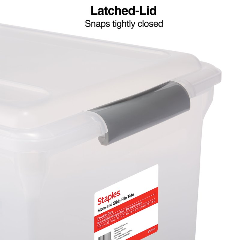 Plastic File Box with Latching Lid for Letter and Legal Size Documents - Clear