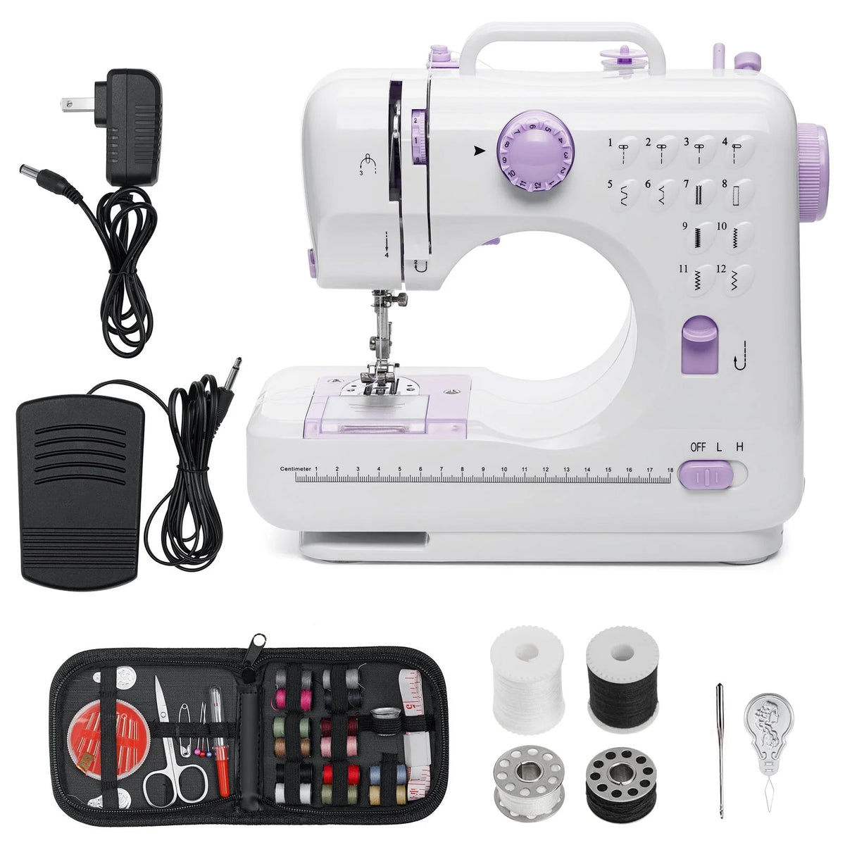 Portable Sewing Machine Kit with 12 Stitch Patterns for Beginners