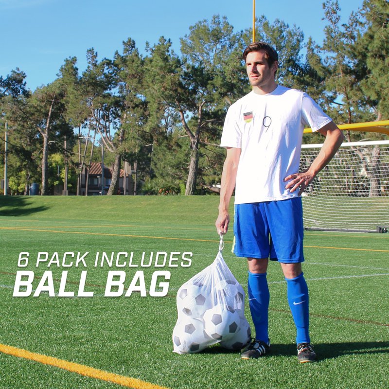 GoSports Classic Soccer Ball 6 Pack - Size 4 with Premium Pump & Carry Bag (Variation 4)