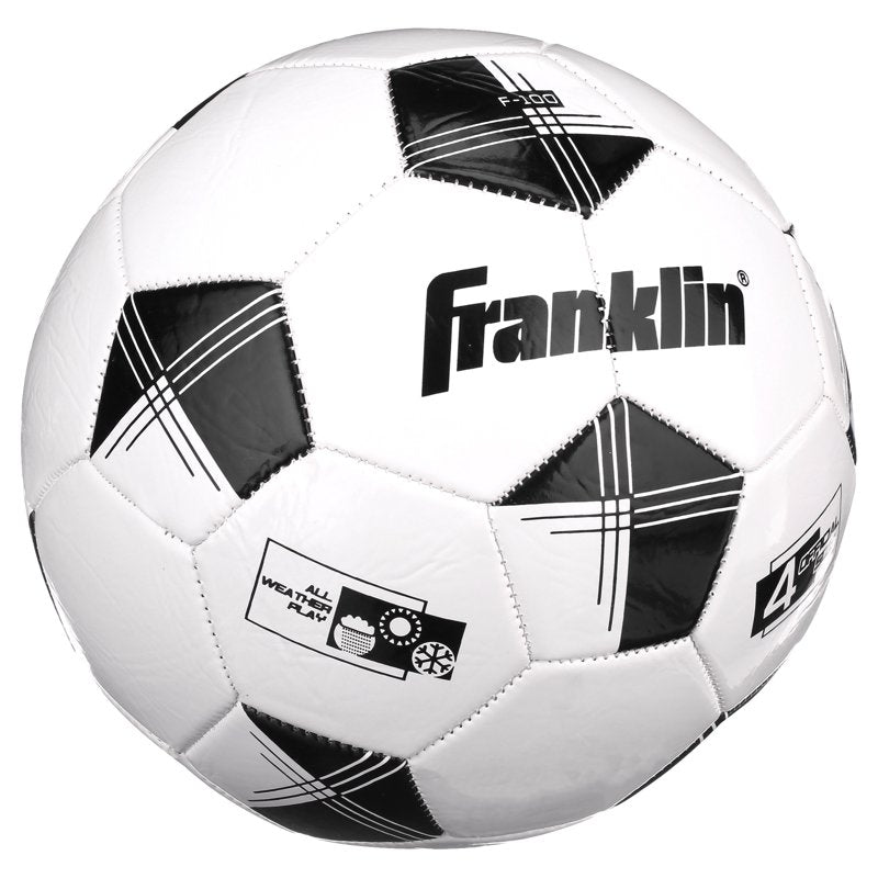 Size 4 Soccer Balls 12-Pack with Pump — Franklin Competition 100 (White/Black) - 12 Count
