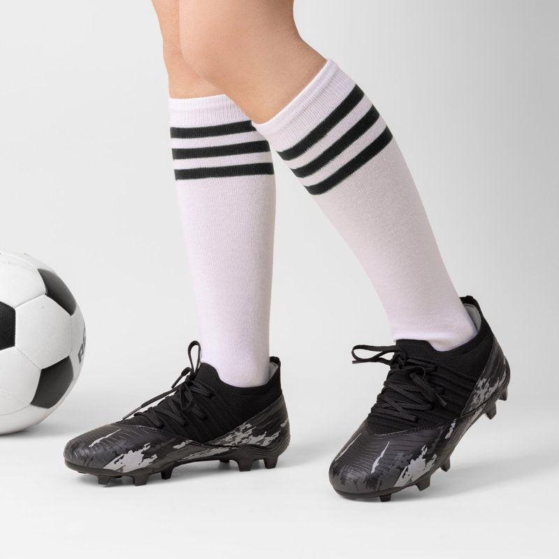 Dream Pairs Kids Soccer Cleats Mid-Top Outdoor Football Shoes - Black, Size Variation 5