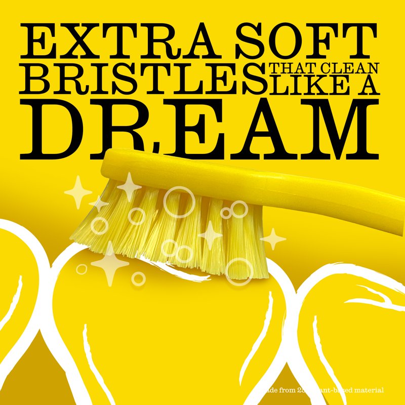 Extra Soft Manual Toothbrush 2 Pack with Eco-Friendly Handle - Yellow