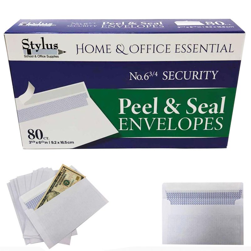 Self Seal White Envelopes No. 6 3/4 Shipping Mailers 3-5/8 x 6-1/2 Inches - Pack of 80