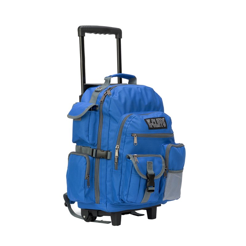 Heavy Duty 17-Inch Unisex Rolling School Backpack with Multiple Compartments