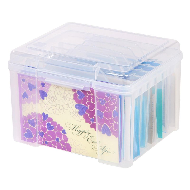Greeting Card & Craft Storage Organizer with 6 Dividers - Acid-Free Plastic
