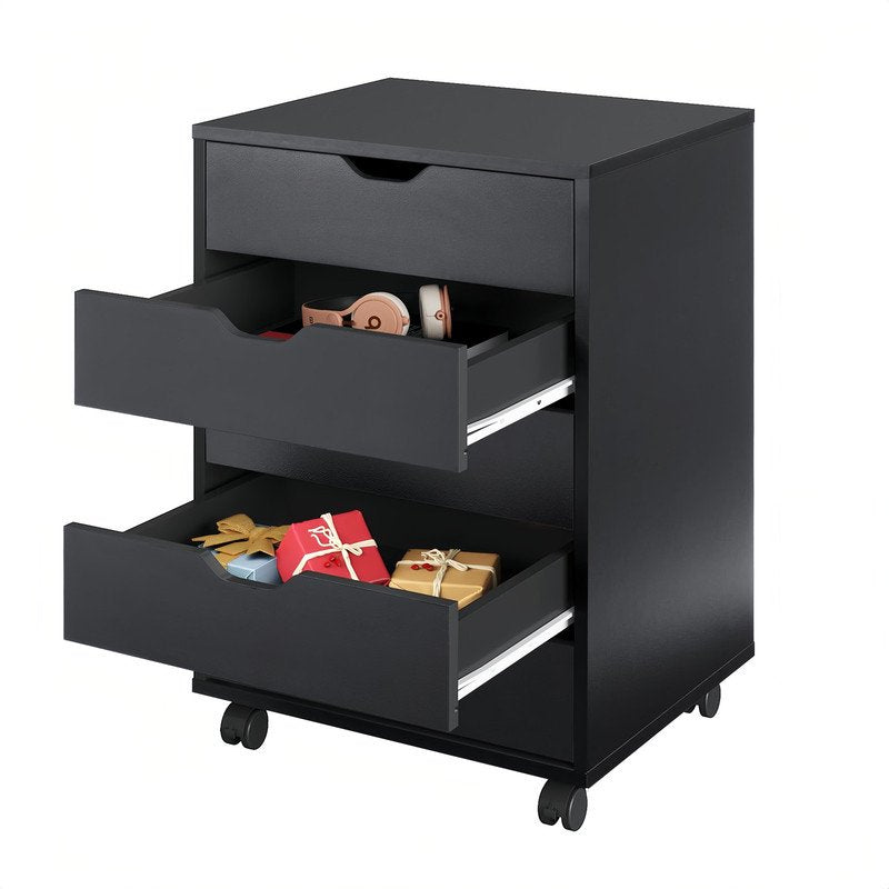Mobile Under-Desk File Cabinet with Lockable Casters - Black or White