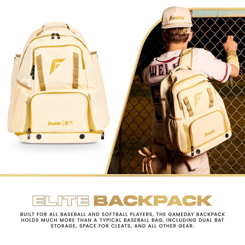 Baseball Softball Gear Backpack with Dual Bat Sleeves Water-Resistant Nylon