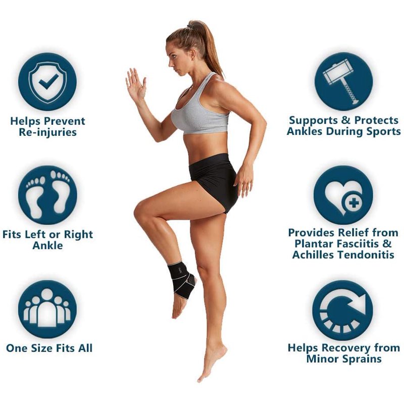 Adjustable Ankle Support Brace for Plantar Fasciitis & Sprains - Breathable Compression Sleeve