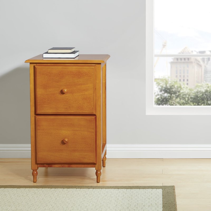 Antique Cherry File Cabinet with 2 Drawers for Home Office Storage