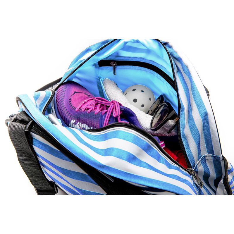 Pik'le'Ball Women’s Premium Pickleball Bag - Original Tote with Water Bottle Holder, Fits 3 Paddles - Blue/White