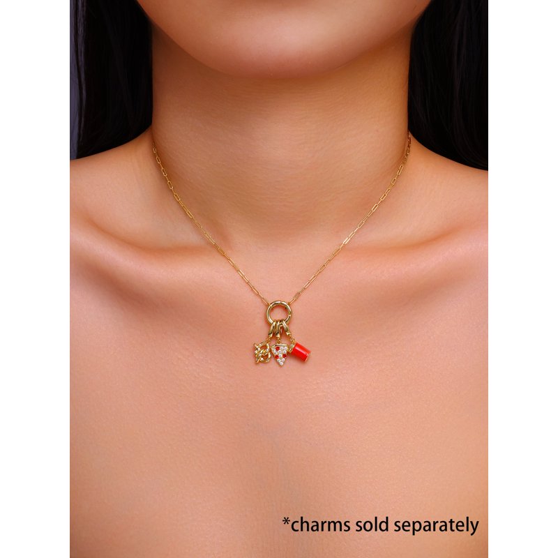 Gold and Silver Paperclip Chain Necklace with Charm Connector - 16 Inch + Extender