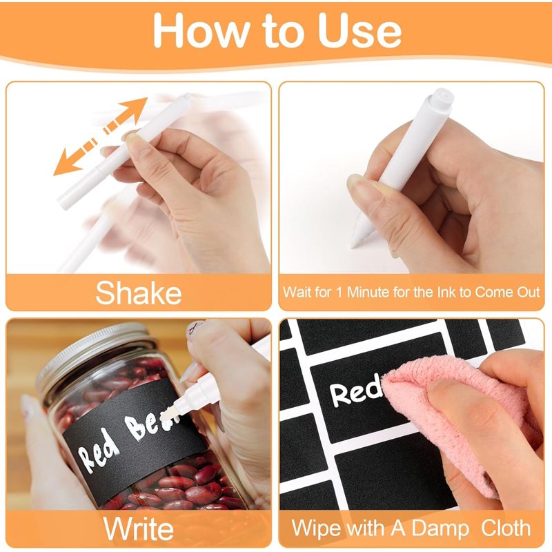 273 Pcs Waterproof Reusable Chalkboard Labels for Food Containers & Jars