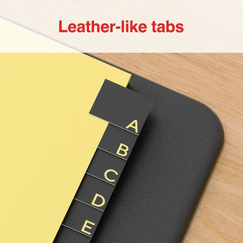 Alphabetical Office Divider Tabs 25-Tab Leatherette File Dividers Black