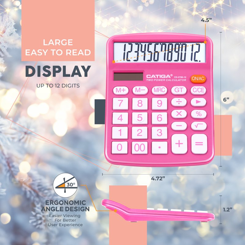 Metal Desktop Calculator 12-Digit Large Display Office & Financial Use