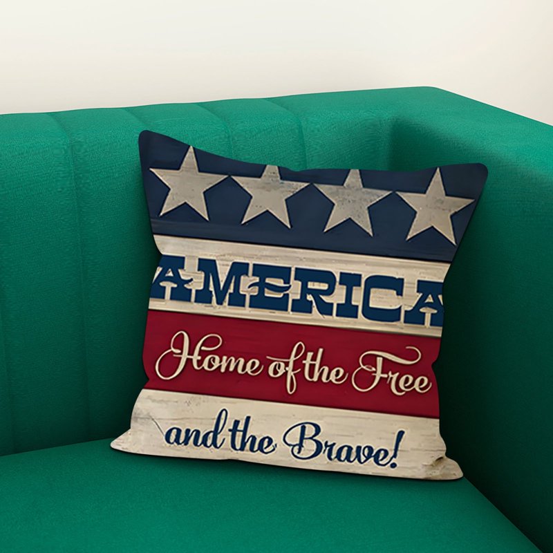 Patriotic Independence Day Pillow Cover 18x18 Inches - Red White Blue Flag Throw Pillowcase