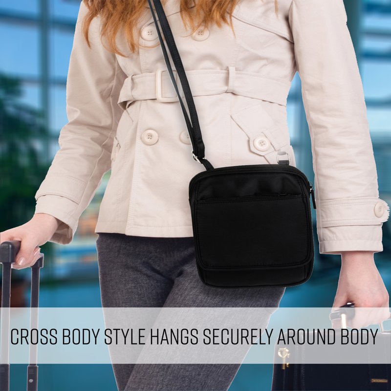Unisex Anti-Theft Fabric Shoulder Bag with RFID Blocking - Black