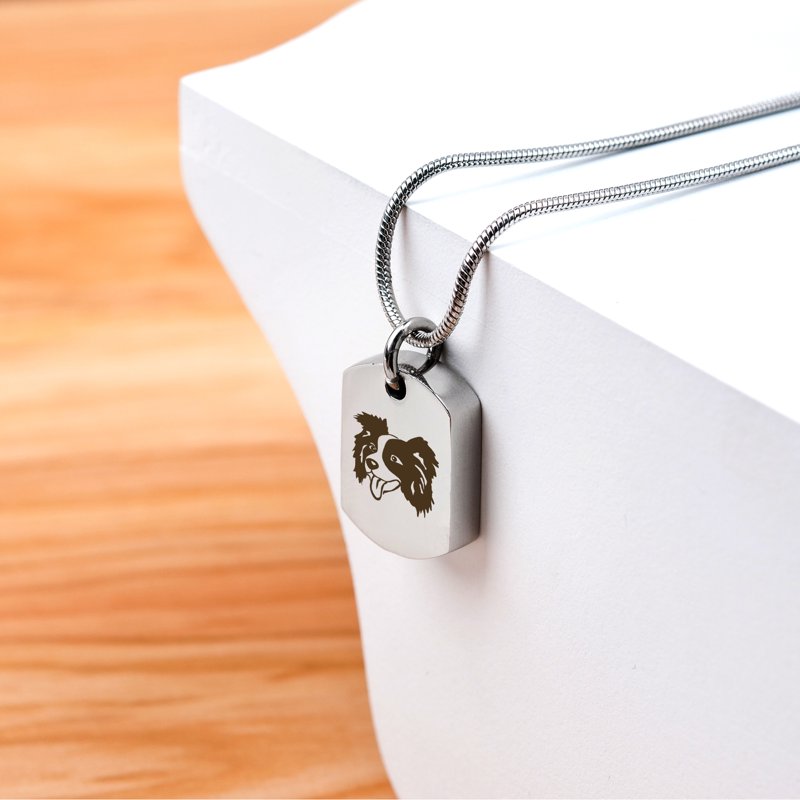 Pet Memorial Necklace for Ashes - Stainless Steel Dog Tag Keepsake Necklace