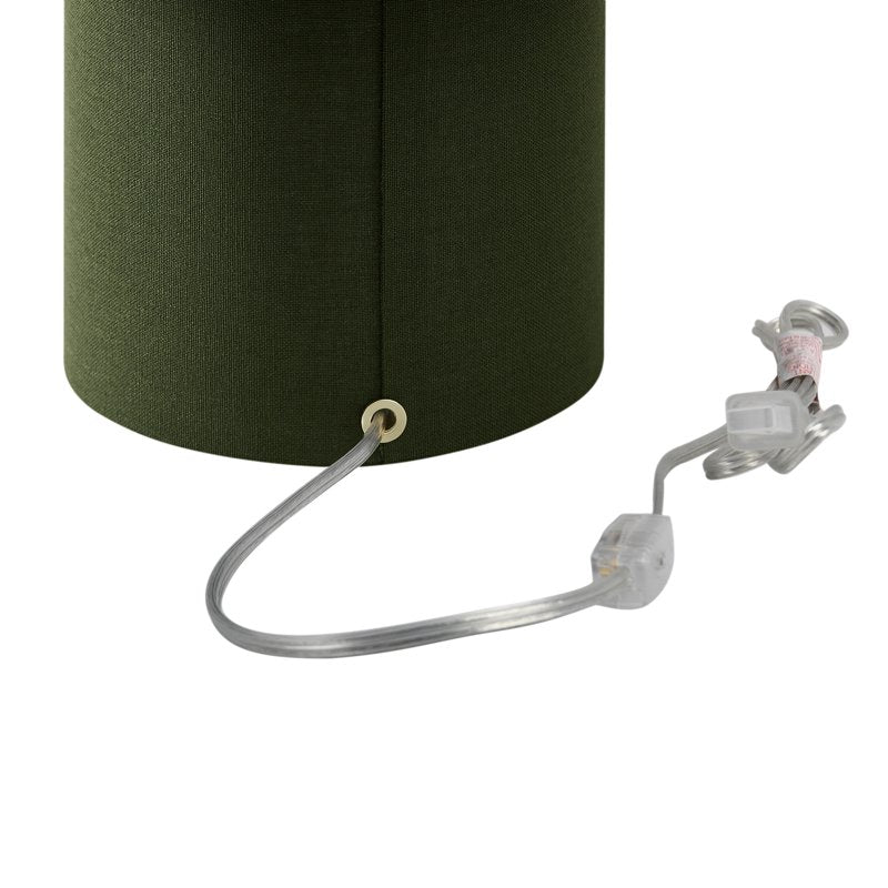 13-Inch Dark Green Linen Fabric Table Lamp with Inline Switch