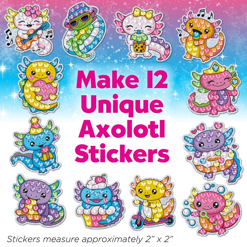 Kids Diamond Painting Craft Kit with Axolotl Suncatchers & Stickers - Creative Arts & Crafts for Ages 6-8+