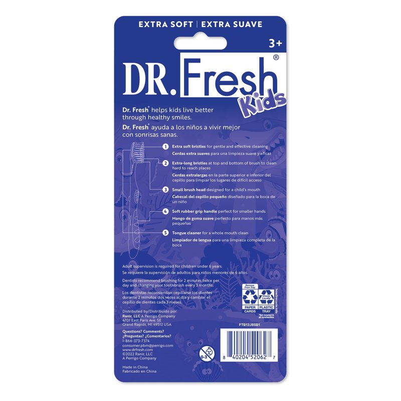 Kids Toothbrush Set with Non-Slip Handle, Soft Bristles & Tongue Cleaner - 5 Pack