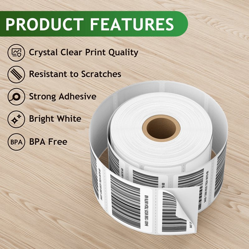Thermal Label Rolls 2.25x1.25 Inches - 12 Rolls, 12,000 Labels for Shipping & Inventory