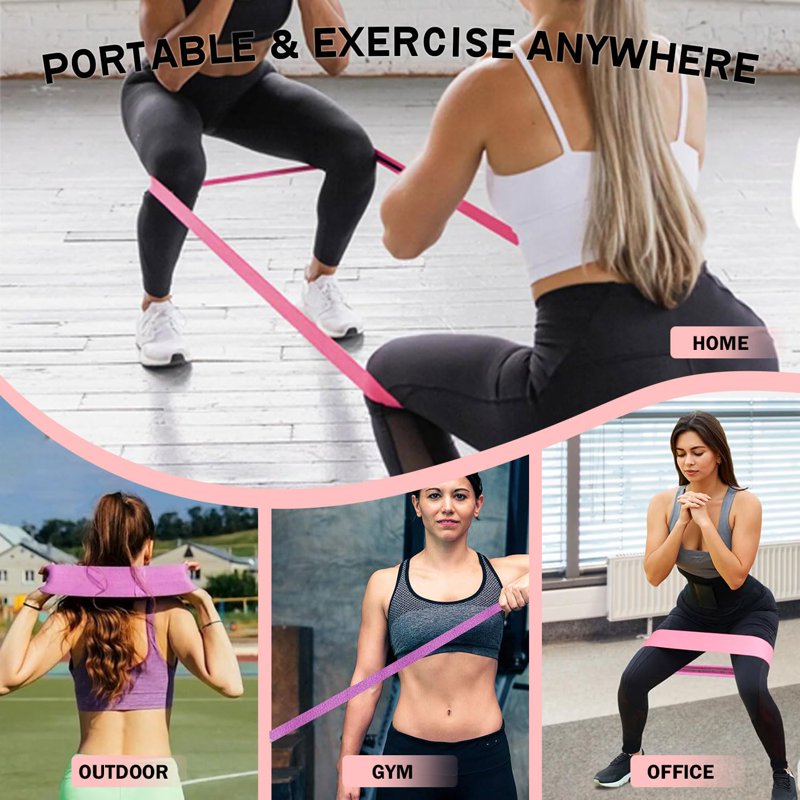 Fabric Resistance Bands Set with Door Anchor - 7 PCS Non-Slip Workout Loop Bands for Home & Gym