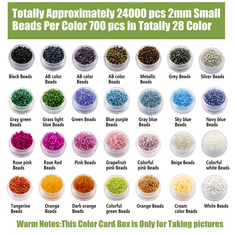Glass Seed Beads Kit 28 Colors, 24,000 Pieces for Jewelry Making