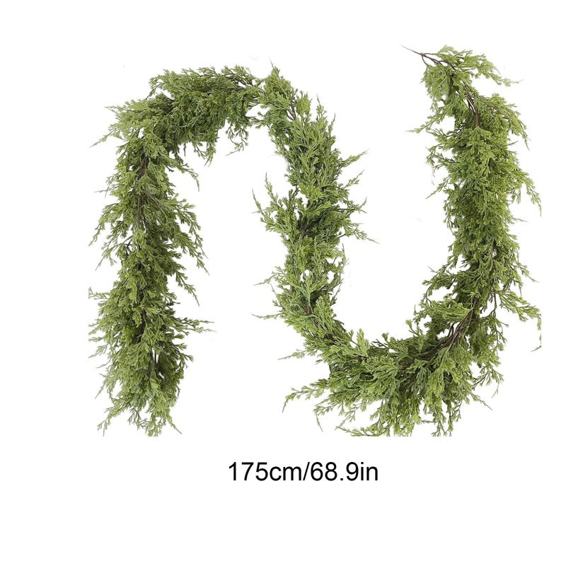 Artificial Pine Needle Garland 69-Inch Holiday Wreath for Christmas & Winter Decor