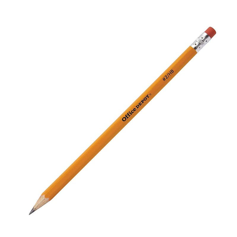 Office Depot HB No. 2 Wooden Pencils Set of 72 - Yellow, Hex Shaped, Eraser Topper